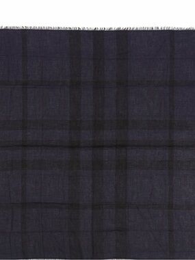 Burberry Overdyed Chambray Check Square Scarf Dark Purple
